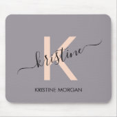 Modern rosa Lavendel Script Monogram Name Mousepad (Vorne)