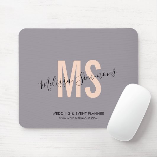 Modern rosa Lavendel Script Monogram Name Mousepad (Mit Mouse)