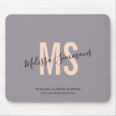 Modern rosa Lavendel Script Monogram Name Mousepad (Vorne)