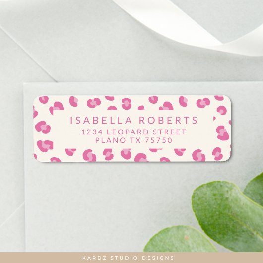 Modern rosa Leopard Print Chic Address Labels