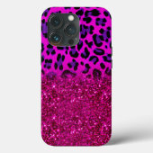 Modern rosa Lila Glitzer Leopard Case-Mate iPhone Hülle (Rückseite)