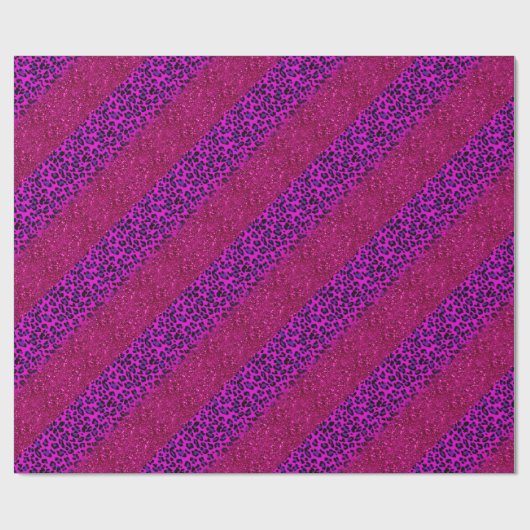 Modern rosa Lila Glitzer Leopard Geschenkpapier (Flach)