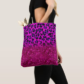 Modern rosa Lila Glitzer Leopard Tasche (Von Nahem)