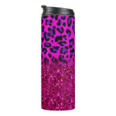 Modern rosa Lila Glitzer Leopard Thermosbecher (Nach rechts gedreht)