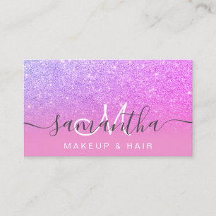Modern rosa lila Glitzer Ober Make Haar Visitenkarte