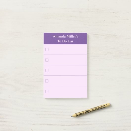 Modern rosa Lila, mit Namen zu benennen Post-it Klebezettel (Auf Schreibtisch)