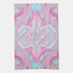 Modern Rosa Magenta und Himmelblau Geometrisch Geschirrtuch