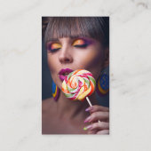 Modern rosa Make-up Logo Qr Code 2 Fotos Visitenkarte (Rückseite)