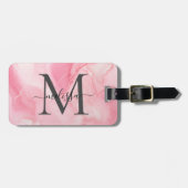 Modern rosa marbled monogrammiert gepäckanhänger (Vorderseite horizontal)