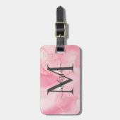 Modern rosa marbled monogrammiert gepäckanhänger (Vorderseite vertikal)