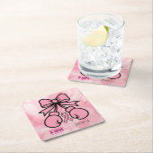 Modern rosa marmorierter Brustkrebs-Kriegername Rechteckiger Pappuntersetzer (Vor Ort)