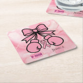 Modern rosa marmorierter Brustkrebs-Kriegername Rechteckiger Pappuntersetzer (angewinkelt)