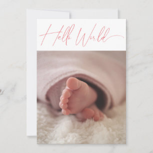 Modern rosa Minimalistisches Foto Birth Baby Ankündigung