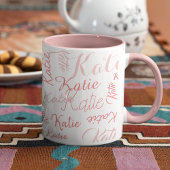 modern rosa mit weißen handgeschriebenen Namen Tasse