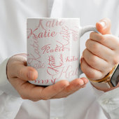 modern rosa mit weißen handgeschriebenen Namen Tasse