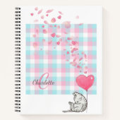 Modern rosa Monogram Niedlich Cat Notebook Notizblock (Vorderseite)