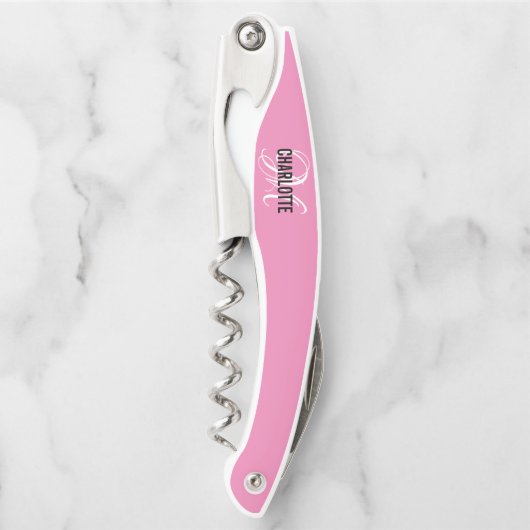 Modern rosa, monogramm, Kellerschraube Kellnermesser (Vorderseite)