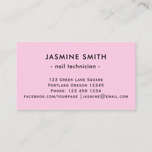 Modern rosa Nails Visitenkarte (Rückseite)