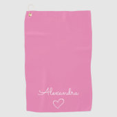 Modern rosa Name Custom Niedlich Golfhandtuch (Vorderseite)