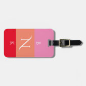 Modern rosa Orange 3 Letter Monogram Custom Gepäckanhänger (Vorderseite horizontal)