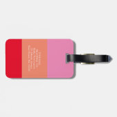 Modern rosa Orange 3 Letter Monogram Custom Gepäckanhänger (Rückseite horizontal)