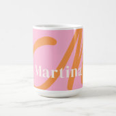 Modern rosa Orange Monogram Kaffeetasse (Mittel)