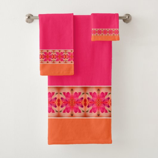 Modern rosa orange und Lila Badhandtuch Set (Insitu)