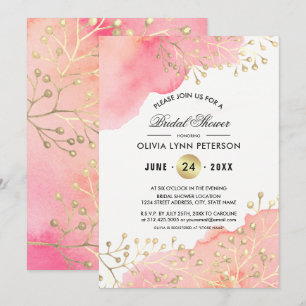 Modern rosa Peach Wassercolor Brautparty Einladung