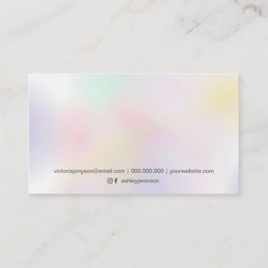 Modern rosa Perlpinkeln, holografisch Visitenkarte (Rückseite)