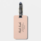 Modern rosa Personalisierte Gepäckmarke Gepäckanhänger (Rückseite vertikal)