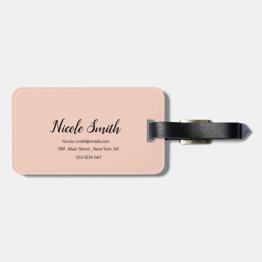 Modern rosa Personalisierte Gepäckmarke Gepäckanhänger (Rückseite horizontal)