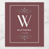 Modern rosa, Personalisierte Monogramm und Name Weinetikett (Einzelnes Label)