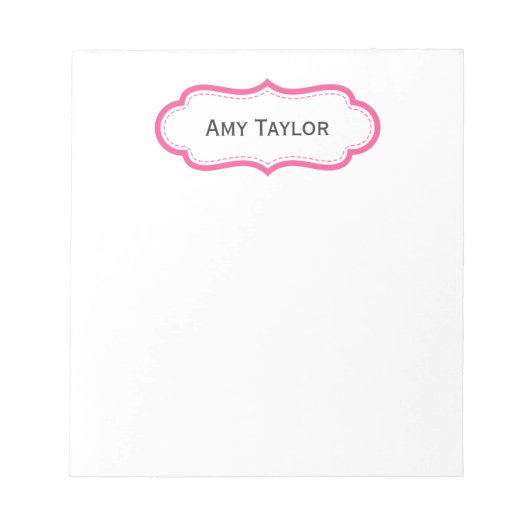 Modern rosa Personalisierter Editor Notizblock (Vorderseite)