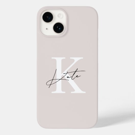 Modern rosa Personalisierter Monogramm-Name Case-Mate iPhone Hülle (Rückseite)