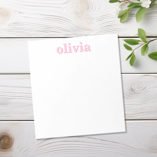 Modern rosa Personalisierter Name Notizblock
