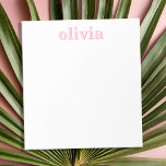 Modern rosa Personalisierter Name Notizblock<br><div class="desc">Erstellen Sie Ihr eigenes personalisiertes Notizblock mit eigenem Anfangsnamen in Rosa und moderner minimalistischer Typografie.</div>