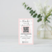 Modern rosa Pinselstrich Logo Qr Code Vielen Dank Visitenkarte (Stehend Vorderseite)