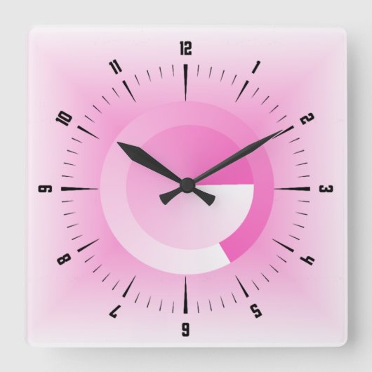 Modern rosa quadratische wanduhr (Vorderseite)