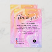 Modern rosa Regenbogen Einhorn Danke Karte (Vorne/Hinten)