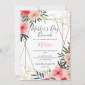 Modern rosa rosa Blütengold Muttertag Brunch Einladung (Vorderseite)