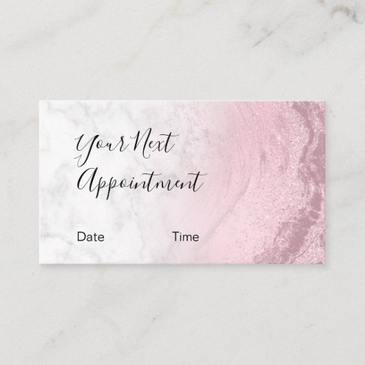 Modern rosa rosa Glitzer Marmor Makeup Künstler Terminkarte (Vorderseite)