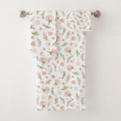 Modern rosa Rose Bud Blume Pattern Badhandtuch Set (Insitu)