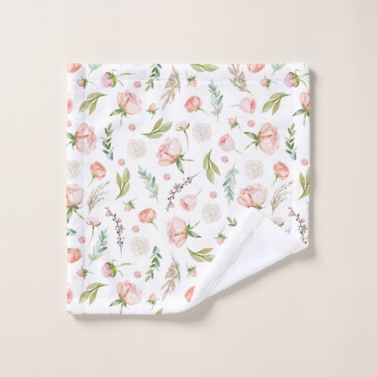 Modern rosa Rose Bud Blume Pattern Badhandtuch Set (Waschlappen)