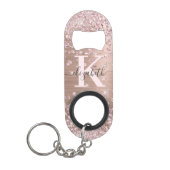 Modern rosa Rose Gold Glitzer Diamond Monogram Ke Mini Flaschenöffner (Vorderseite)