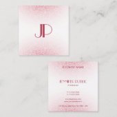 Modern rosa Rose Gold Glitzer Monogram Template Quadratische Visitenkarte (Vorne/Hinten)