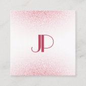 Modern rosa Rose Gold Glitzer Monogram Template Quadratische Visitenkarte (Vorderseite)