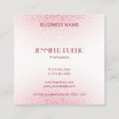 Modern rosa Rose Gold Glitzer Monogram Template Quadratische Visitenkarte (Rückseite)