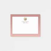 Modern rosa Rose Gold Monogram Post-it Klebezettel (Vorderseite)
