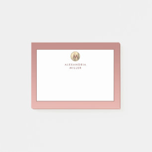 Modern rosa Rose Gold Monogram Post-it Klebezettel