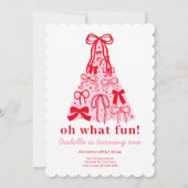 Modern rosa Roter Baum Bow 1. Geburtstag Einladung (Vorderseite)